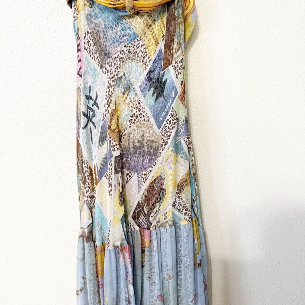 Diane Von Furstenberg Kingston Printed 2005 Vintage Y2K Silk Slip Belted Dress - Picture 10 of 14
